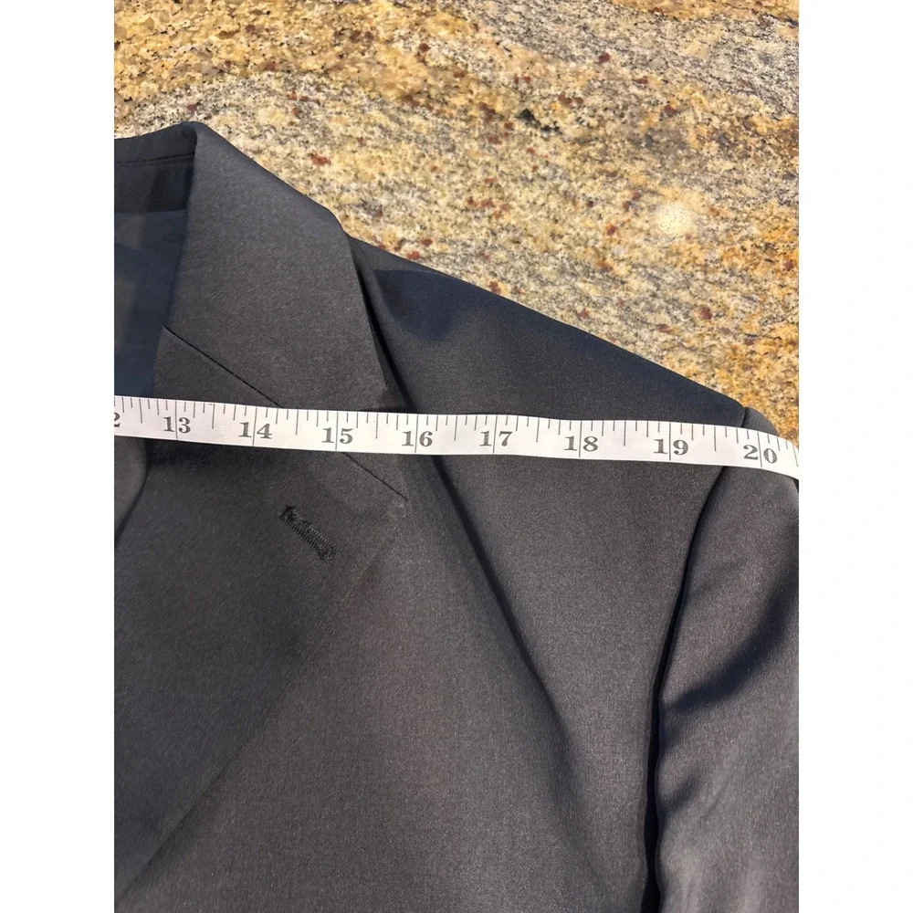 NWT Biani of Italy Mens Black Poly Wool Super 180s Blazer Jacket 44R Preppy